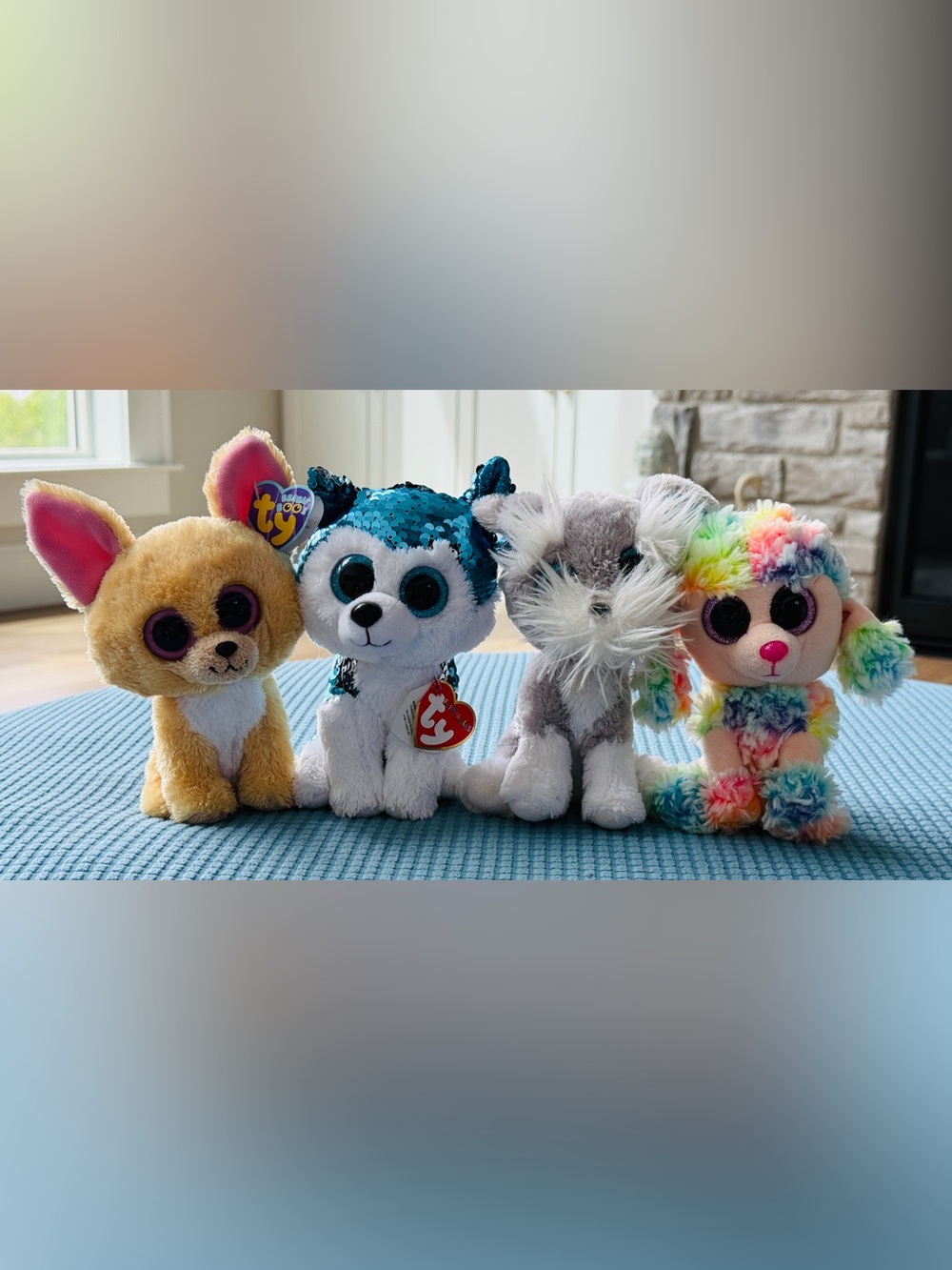Ty Beanie Boo dog lot.  Rainbow, Whiskers, Nacho & Slush.